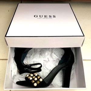 Guess Petunia2 Ankle Strap Sandals, Black Fabric